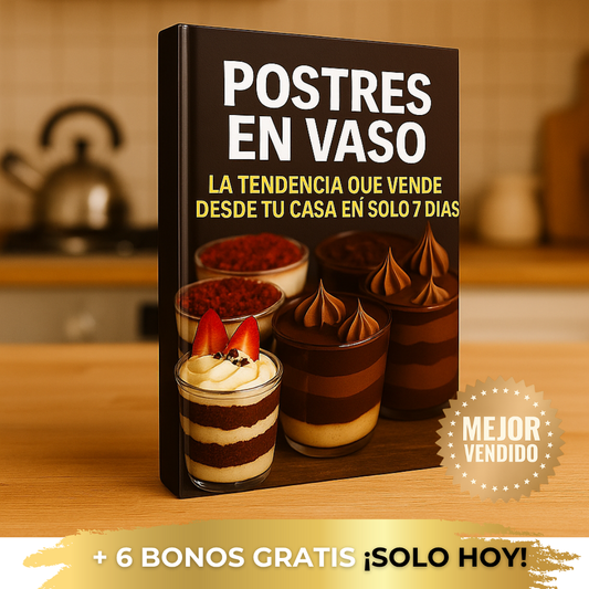 Recetario Emprende con Postres en Vaso + 6 Bonos 🎁