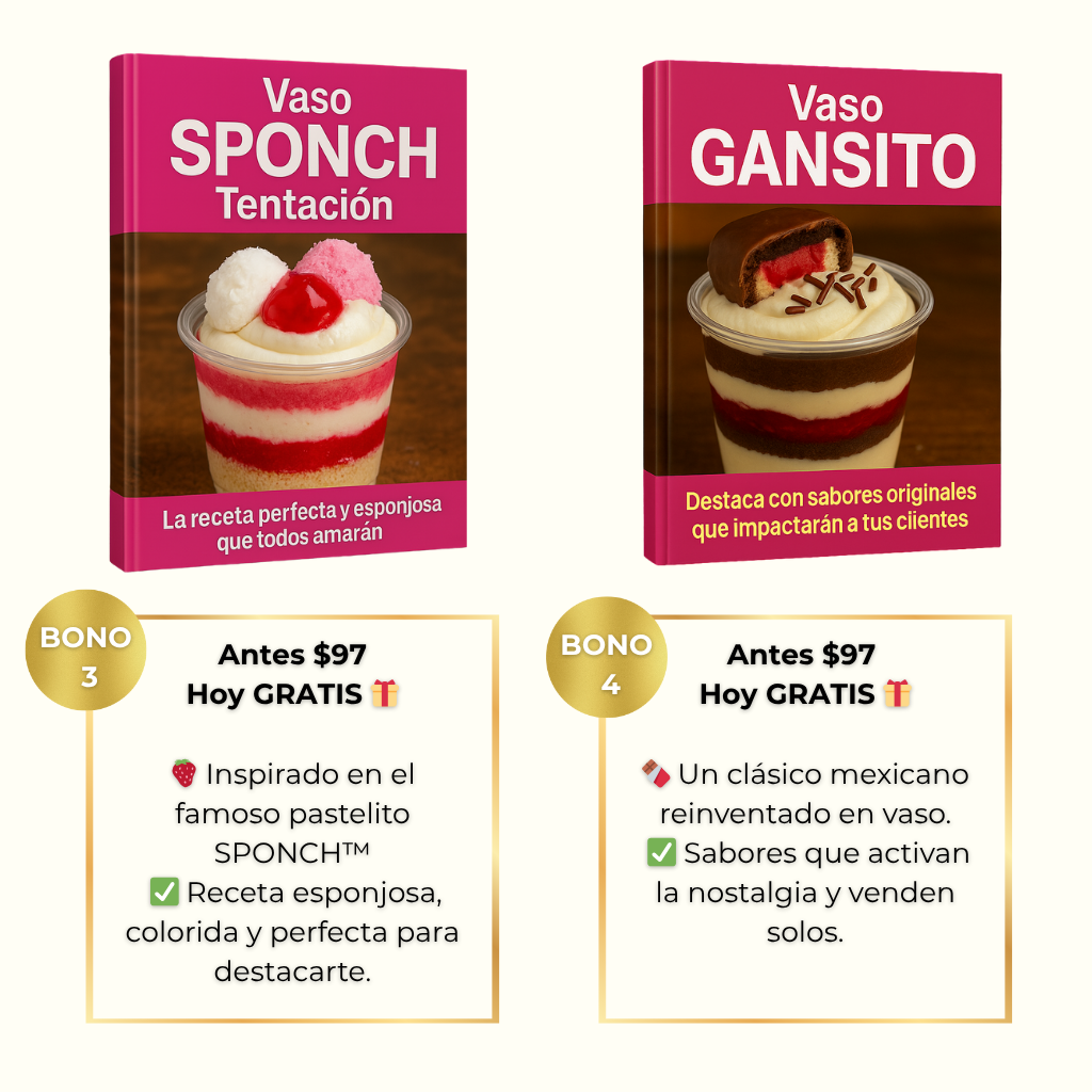 Recetario Emprende con Postres en Vaso + 6 Bonos 🎁